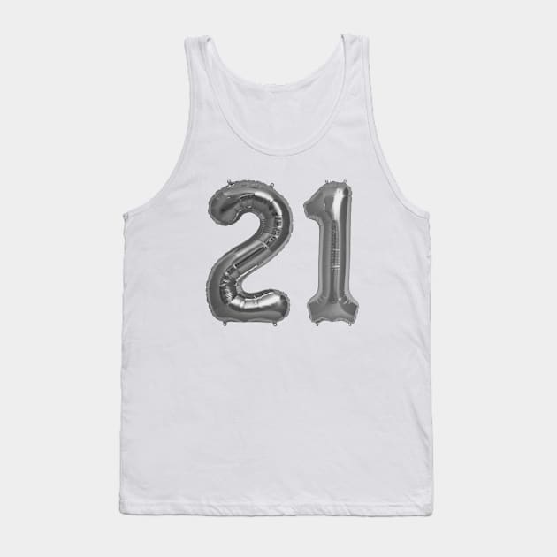 Silver Grey 21st Birthday Metallic Helium Balloons Numbers Tank Top by podartist